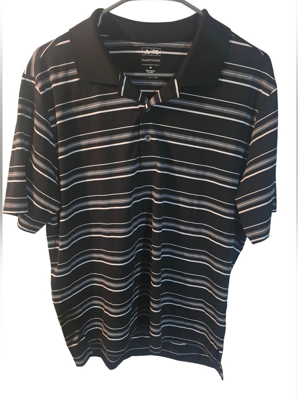 adidas Black Polo with White and Gray Stripes